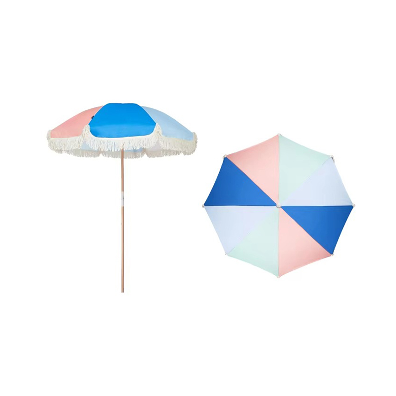 Parapluie de plage en bois de luxe vintage